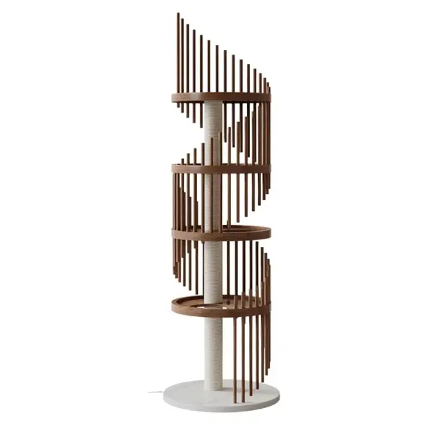 wooden cat tree manufacturer - Spiral Slatted Wooden Cat Tree, view 5