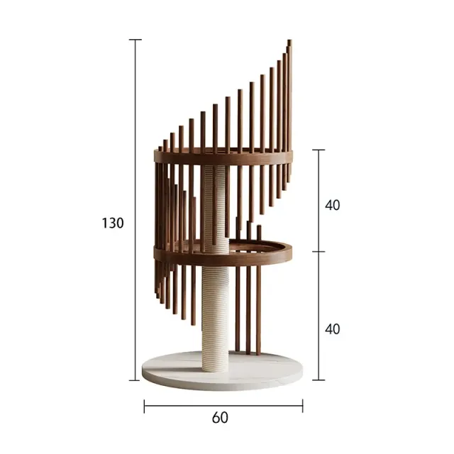 wooden cat tree manufacturer - Spiral Slatted Wooden Cat Tree, view 6