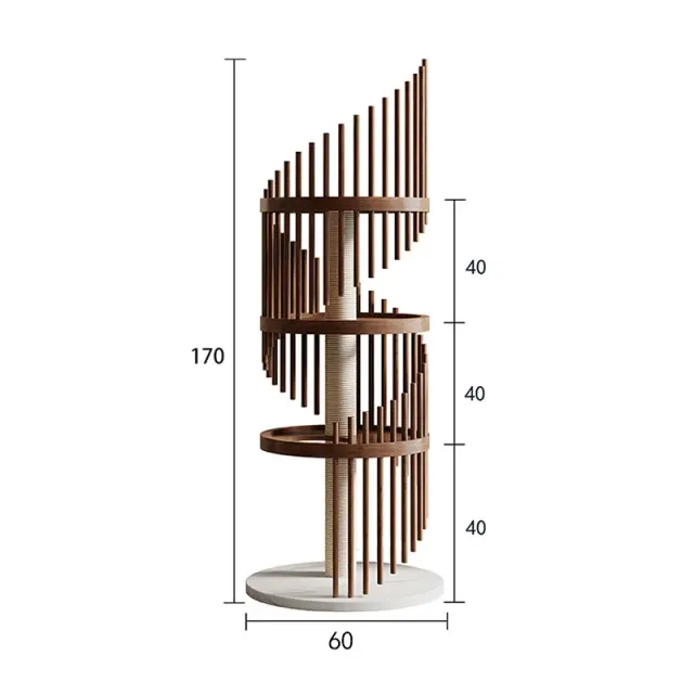 wooden cat tree manufacturer - Spiral Slatted Wooden Cat Tree, view 8