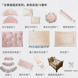 Pink bedding set with cradle