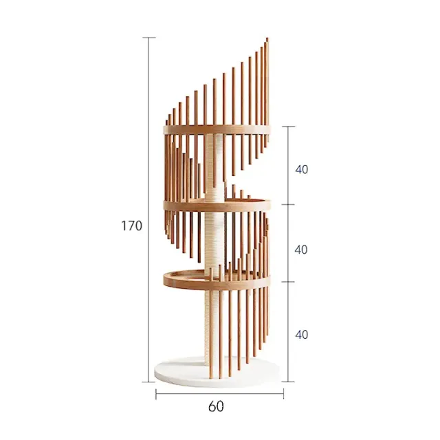 wooden cat tree manufacturer - Spiral Slatted Wooden Cat Tree, view 9