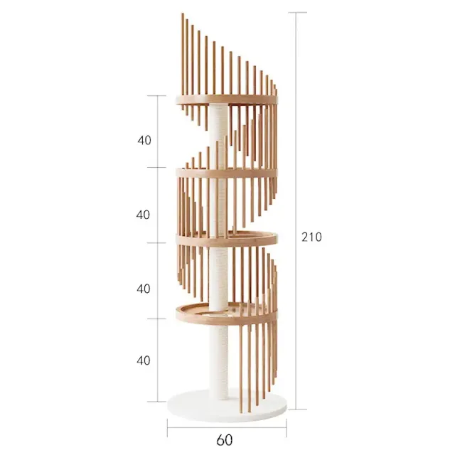 wooden cat tree manufacturer - Spiral Slatted Wooden Cat Tree, view 11