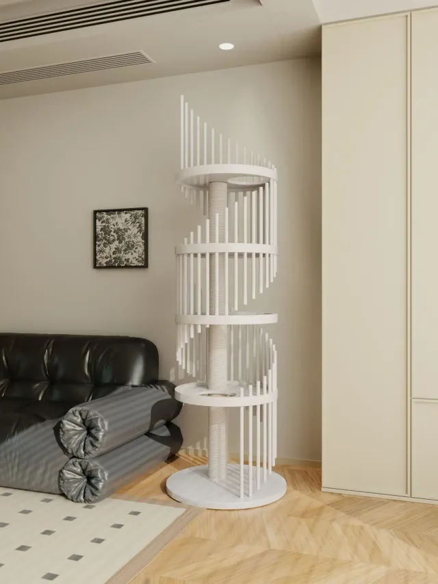 wooden cat tree manufacturer - Spiral Slatted Wooden Cat Tree, view 12