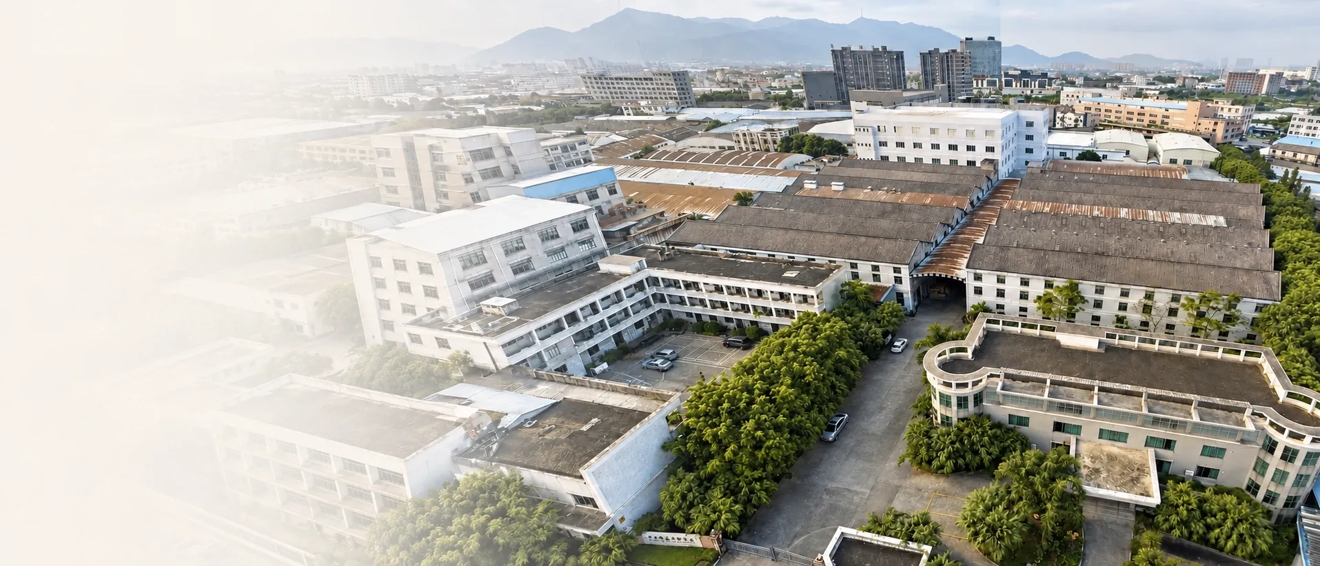 Factory exterior and production floor at the Lecong workshop, Foshan