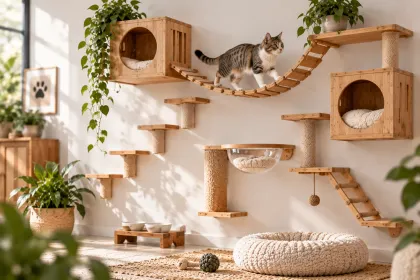 Cat Wall Shelves & Climbing Systems — wooden pet furniture for OEM and wholesale production
