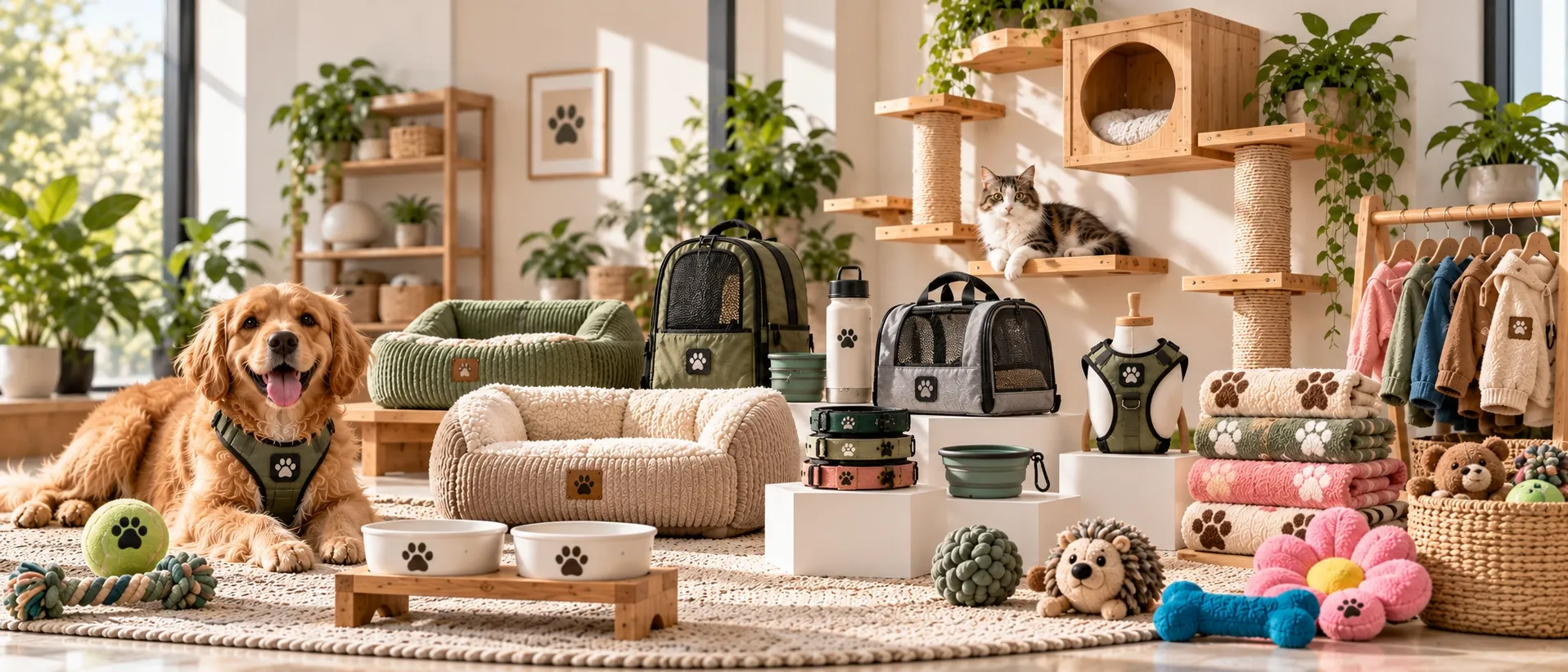 Wooden pet furniture from across the range, produced at the Foshan workshop