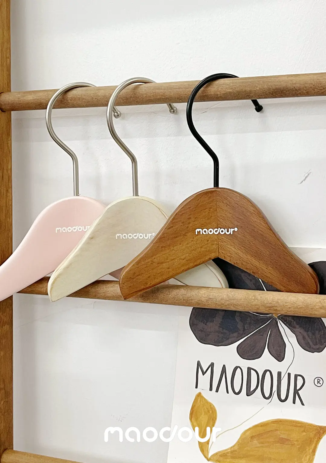 Vintage mini wooden pet clothes hanger detail 5