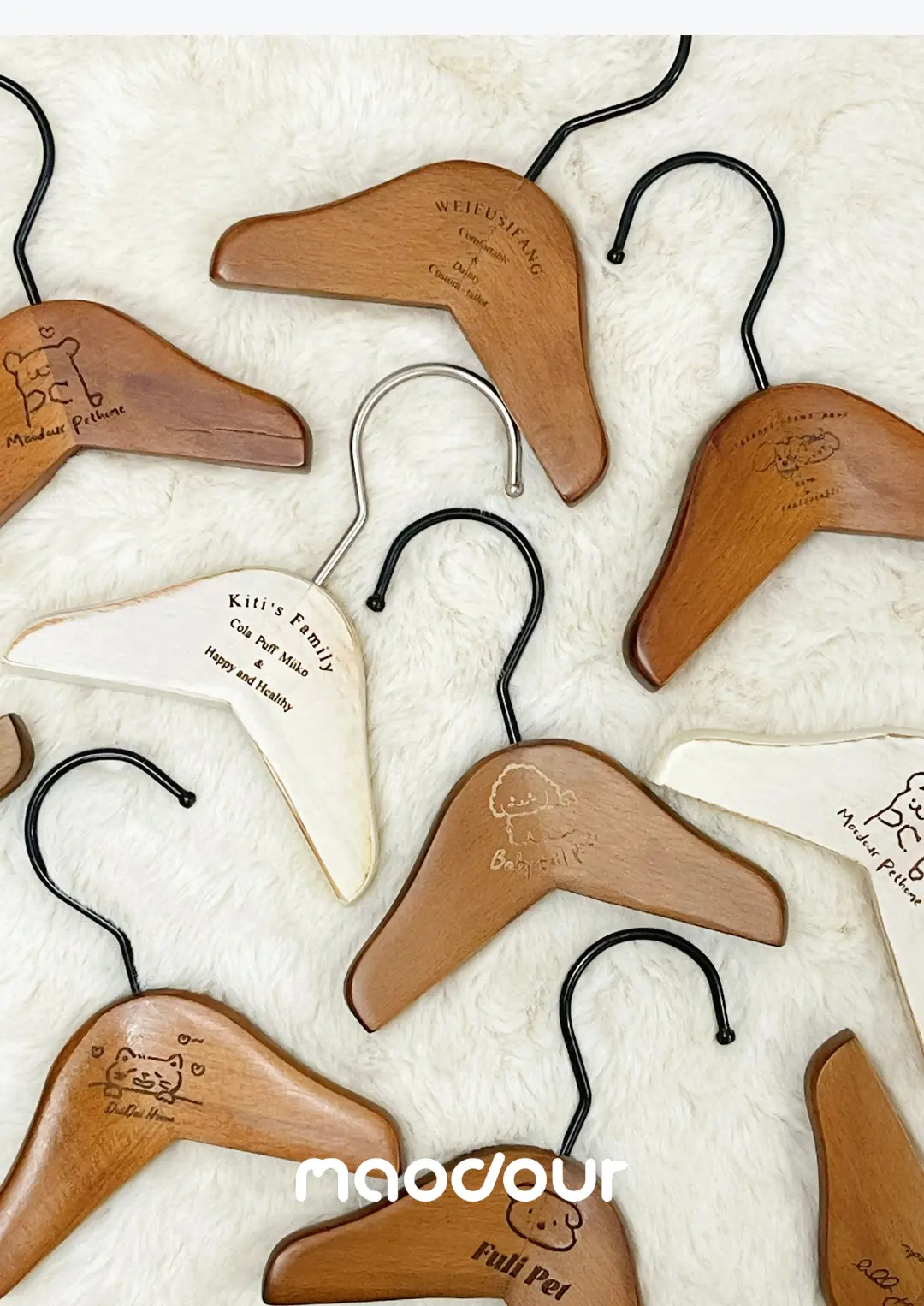 Vintage mini wooden pet clothes hanger detail 7