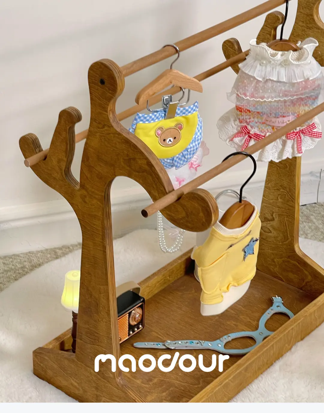 Danish vintage pet clothes hanger rack detail 6