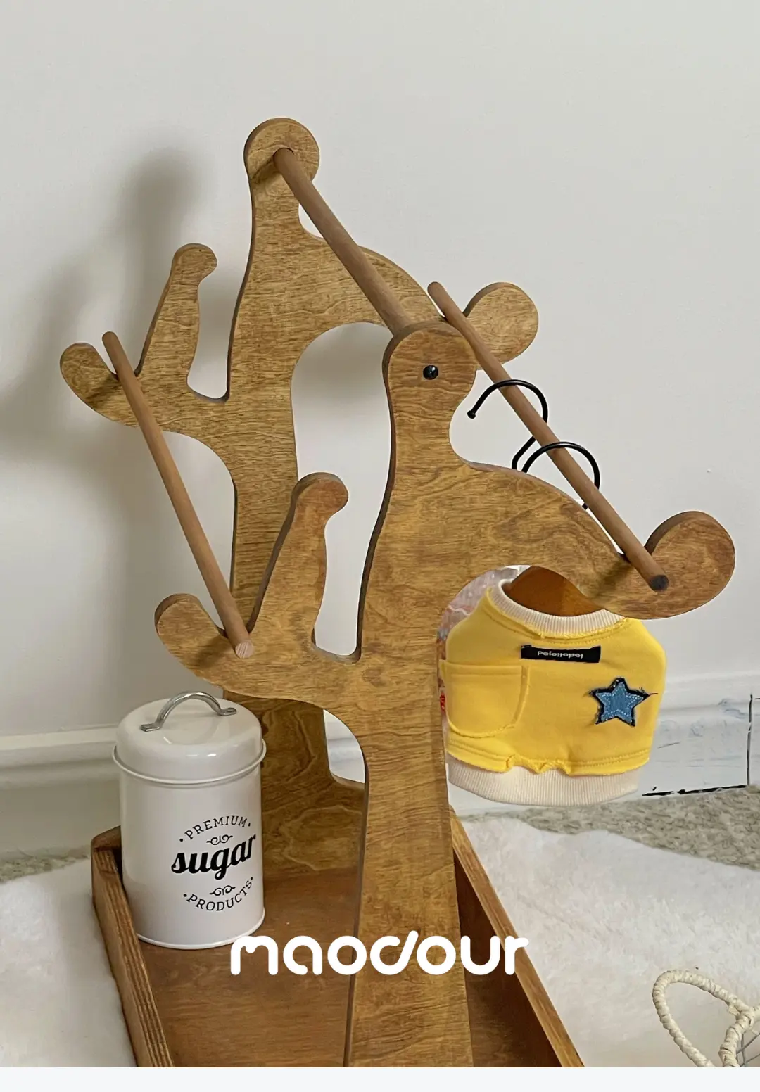 Danish vintage pet clothes hanger rack detail 8