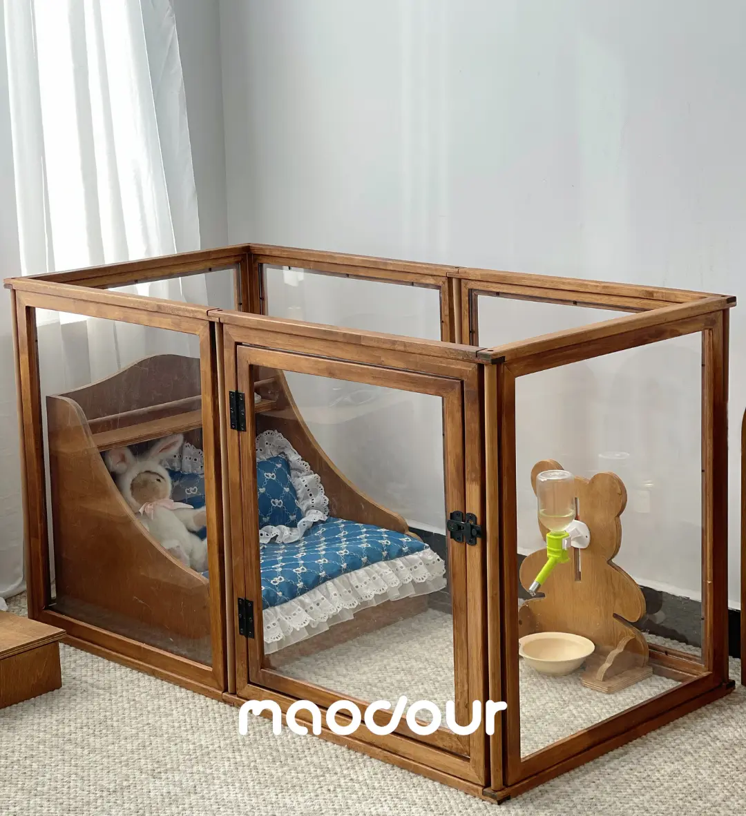 Solid wood transparent pet playpen detail 13