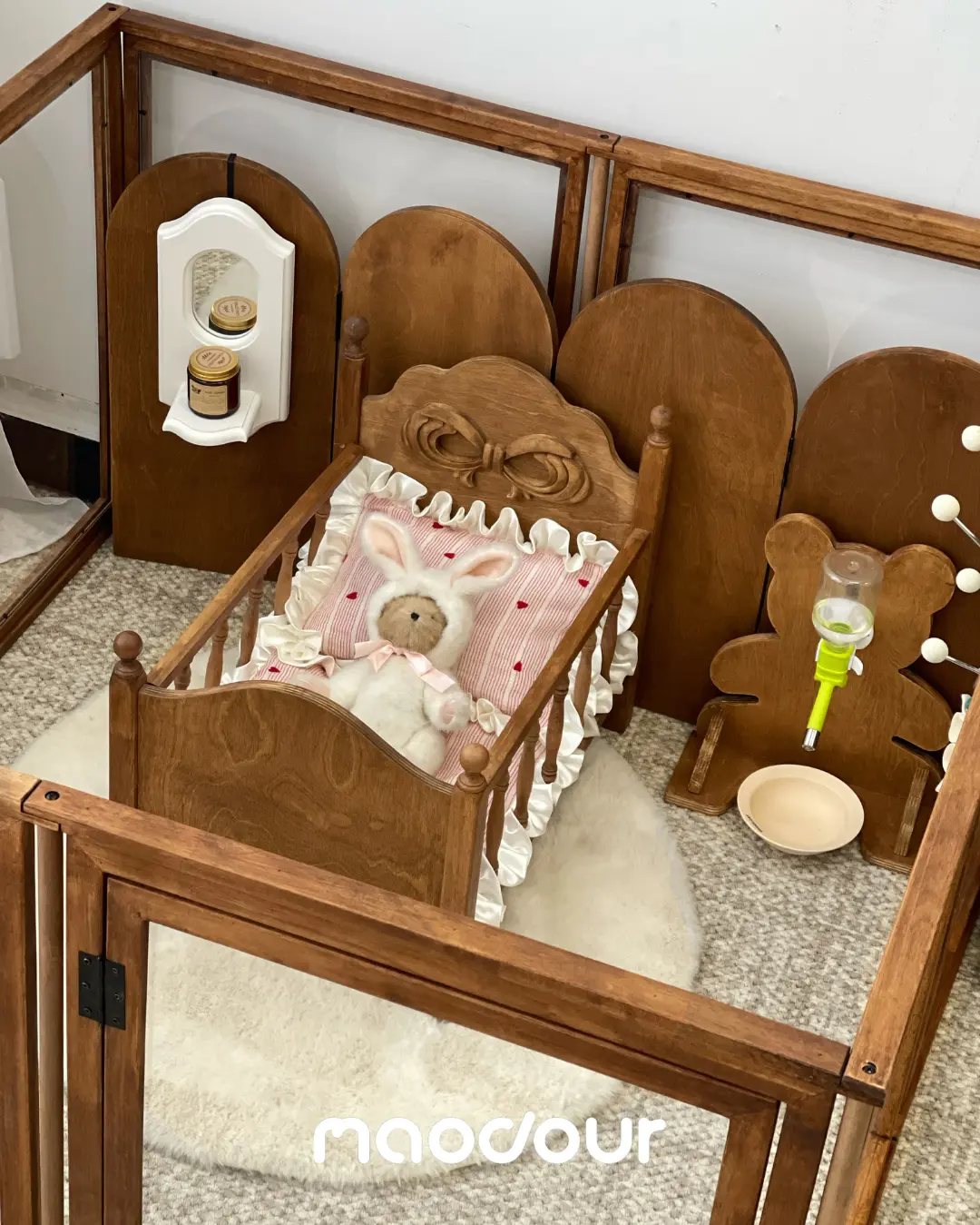 Solid wood transparent pet playpen detail 4