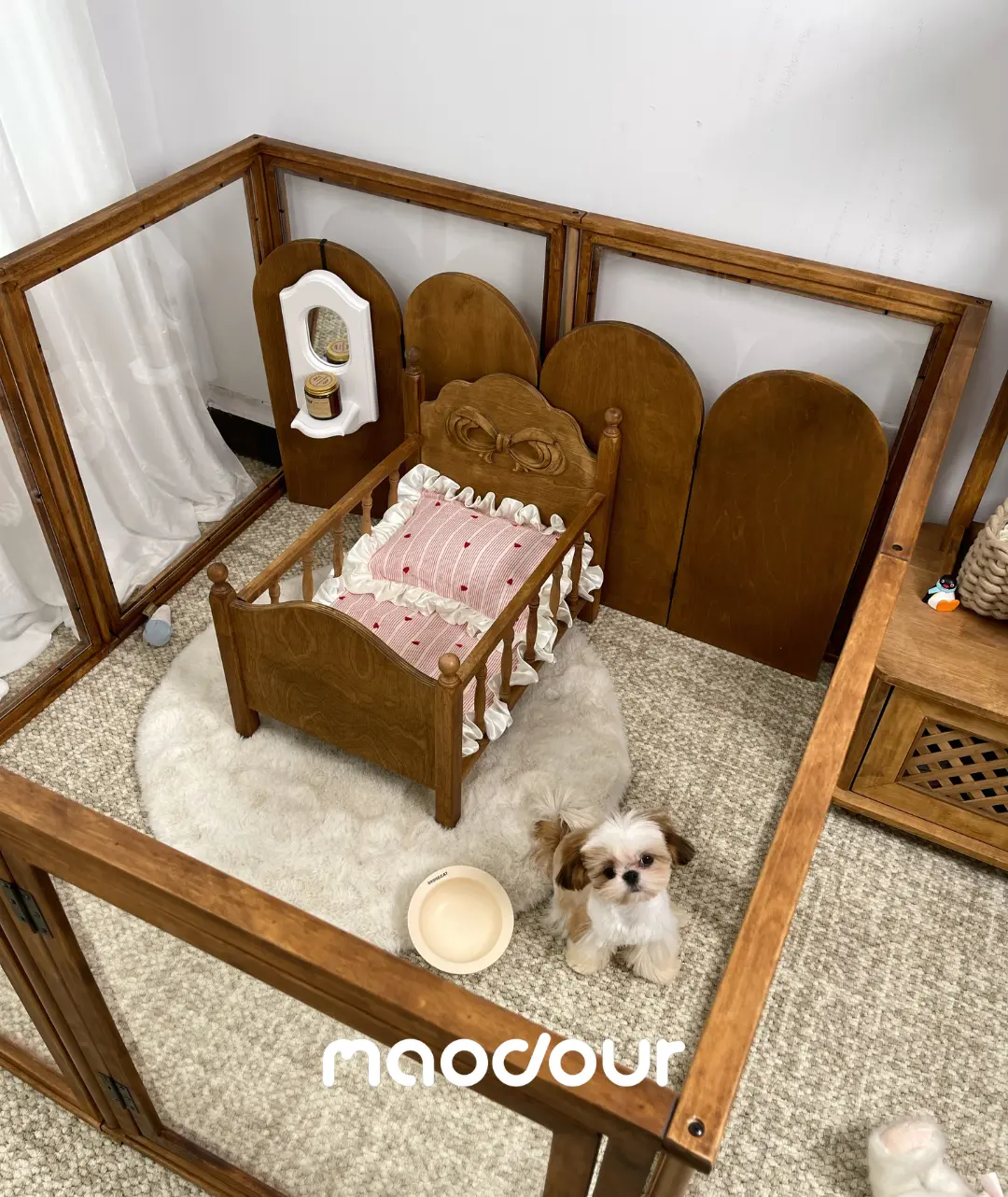 Solid wood transparent pet playpen detail 7