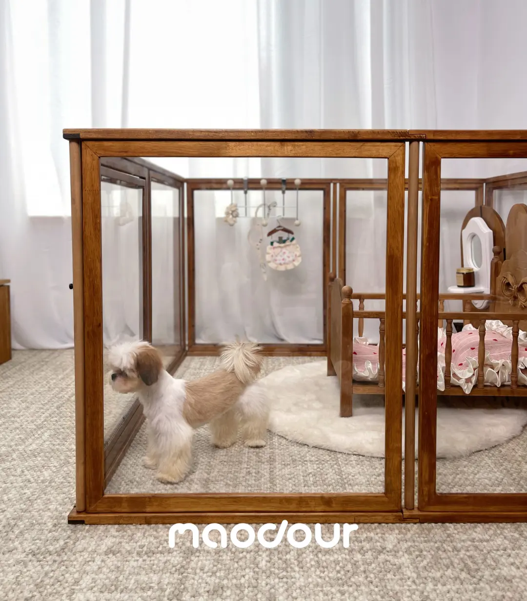 Solid wood transparent pet playpen detail 8