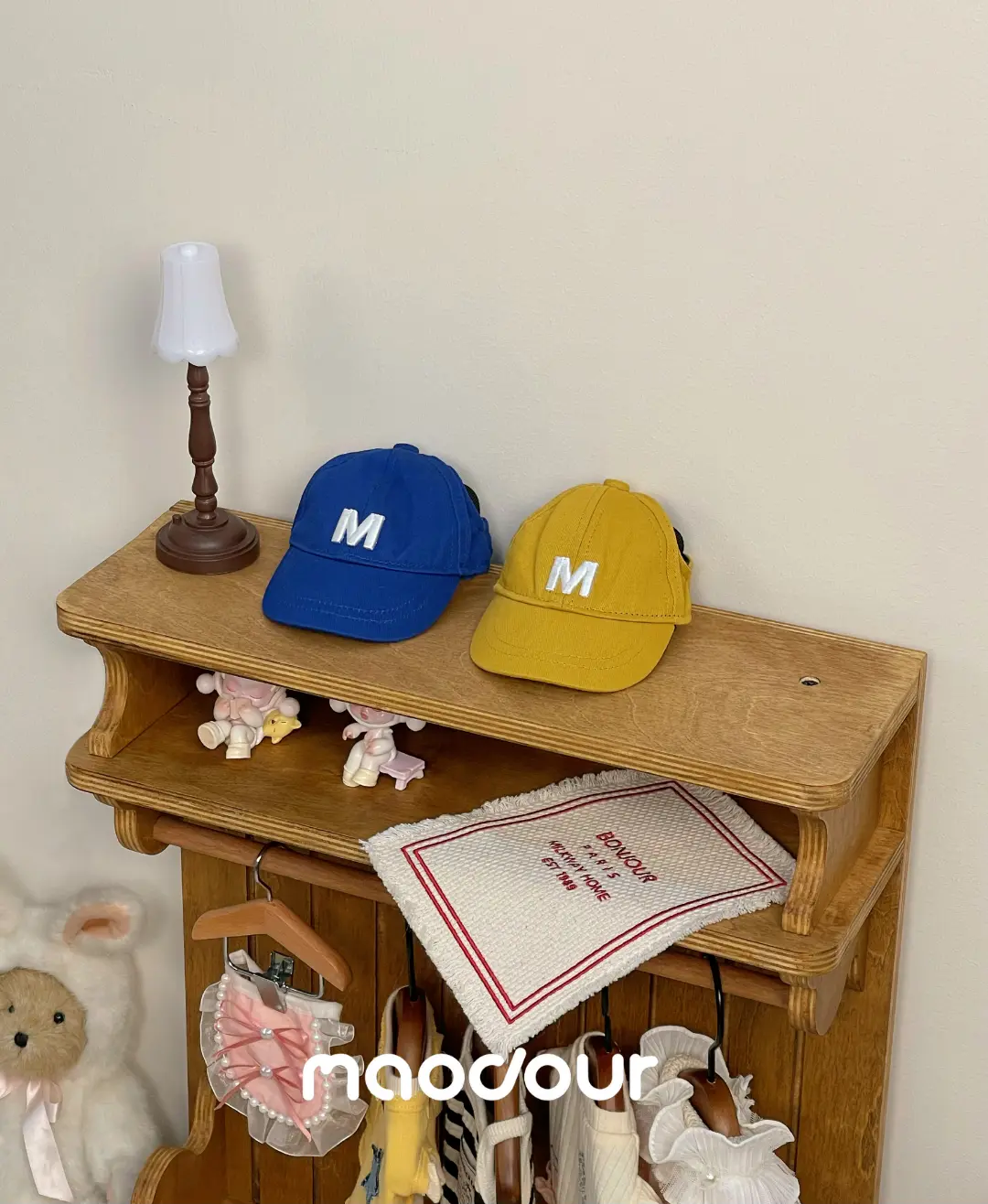 Vintage wooden pet wardrobe shelf detail 9